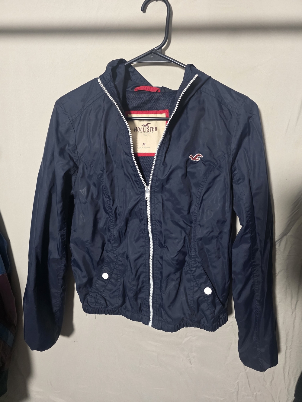 Hollister Navy Hooded Packable Windbreaker